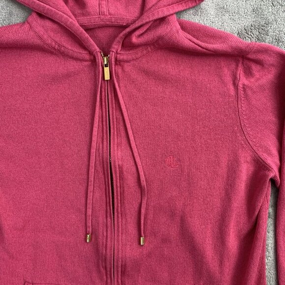 Lauren Ralph Lauren Jacket Women XS Pink Full Zip-Up Hoodie Knit Casual Preppy - Picture 5 of 11